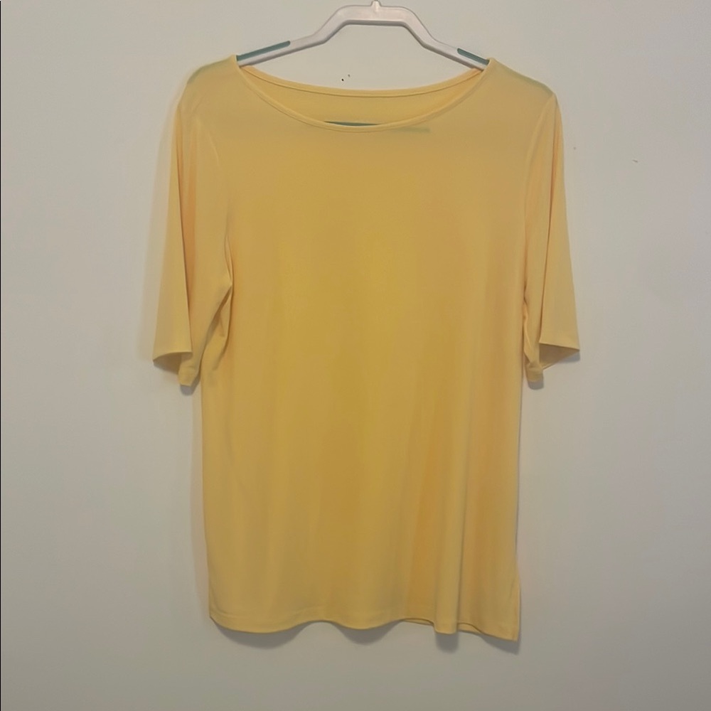 Susan Graver Yellow 3/4 Sleeve Relaxed T-Shirt